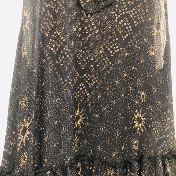 Free People Black & Gold Printed Tunic - XS - Picture 3 of 4